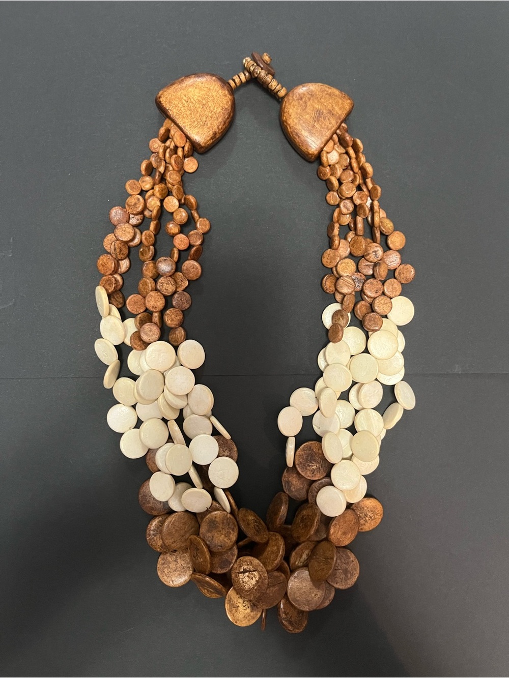 Multi-Strand Brown and Cream Beaded Women's Necklace